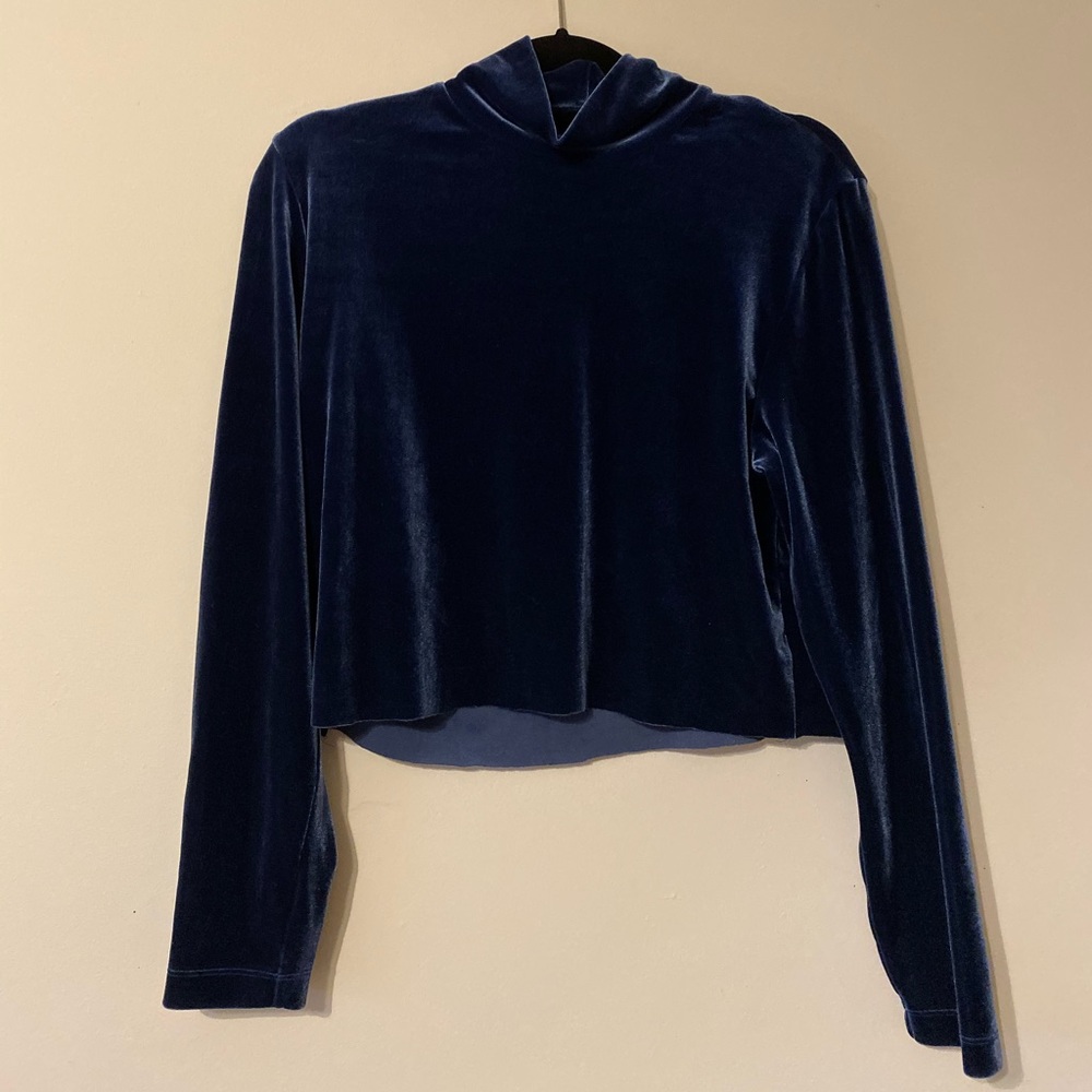 Blue velvet cropped sweater